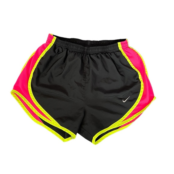 Nike Pants - Nike Dri Fit Lined Running Shorts Women's Size XS Black Neon Yellow Pink